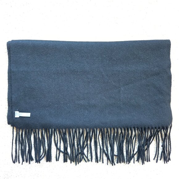 Ann Taylor Woven Cashmere Fringe Scarf Black - Picture 8 of 11